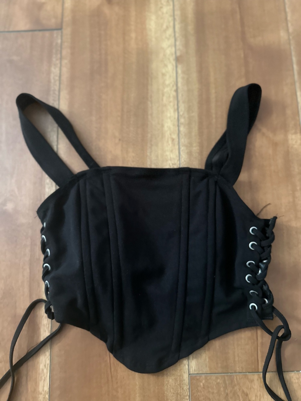 Black Lace-Up Corset Top